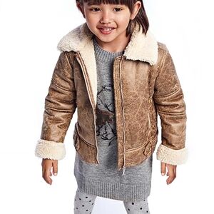 MAYORAL Girl's Faux Shearling Brown Jacket Size 6